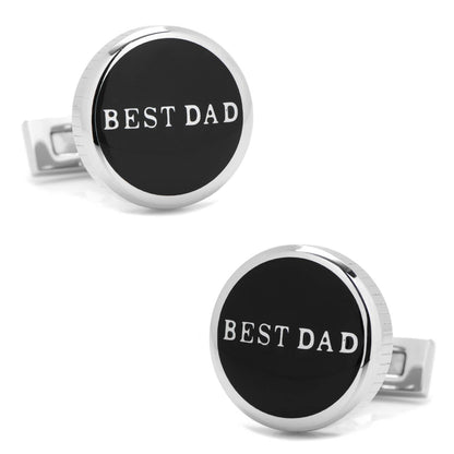 Best Dad Black Stainless Steel Cufflinks by Cufflinks.com