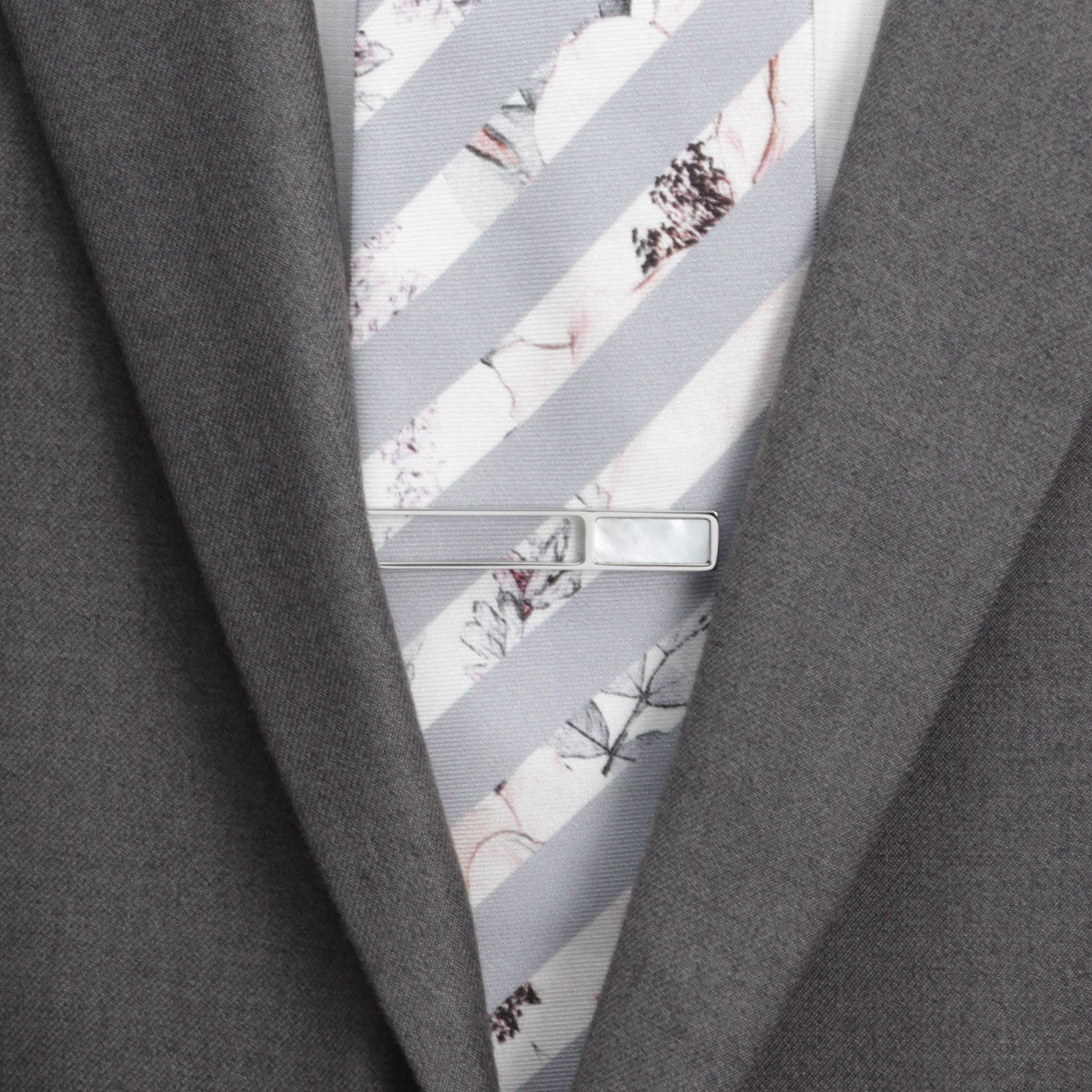 Die Cut Mother of Pearl Stainless Steel Tie Clip by Cufflinks.com