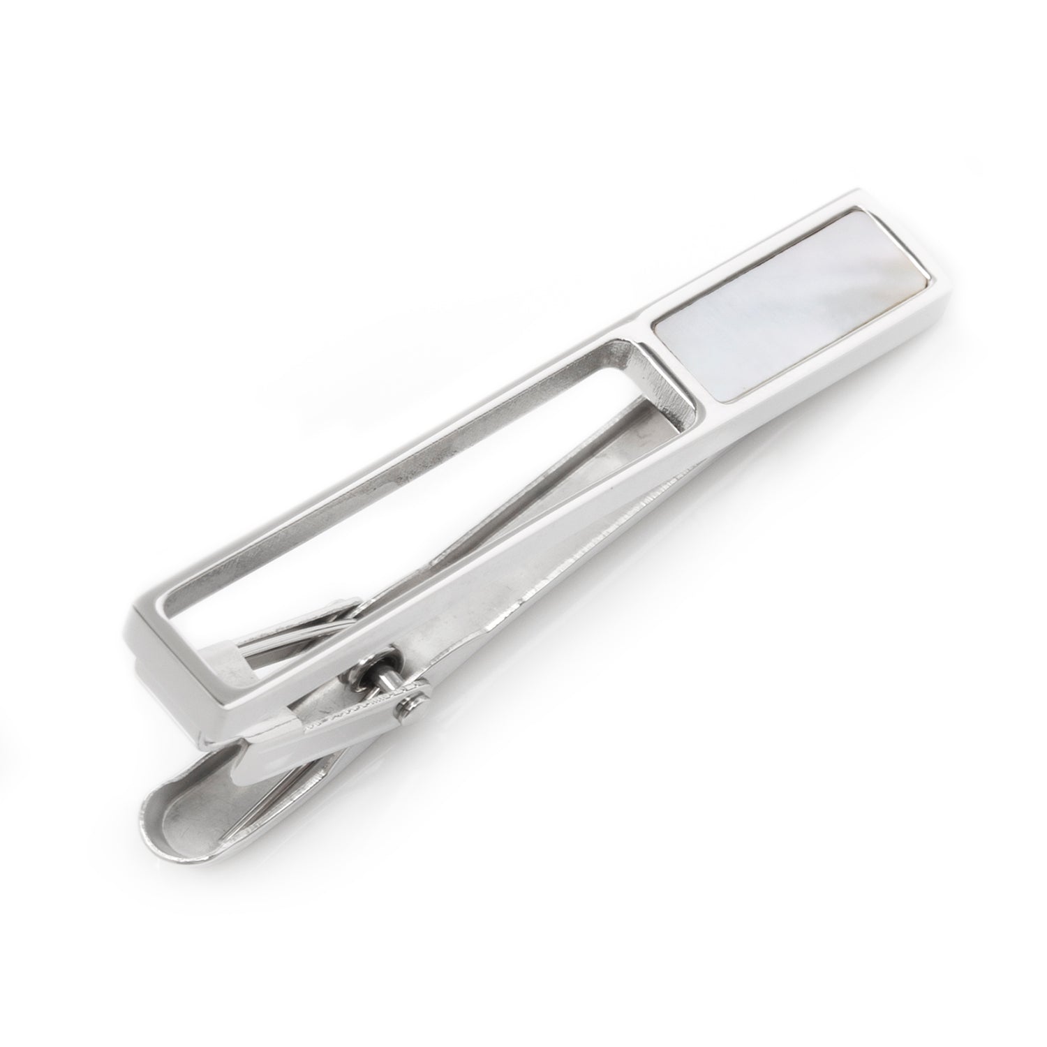 Die Cut Mother of Pearl Stainless Steel Tie Clip by Cufflinks.com