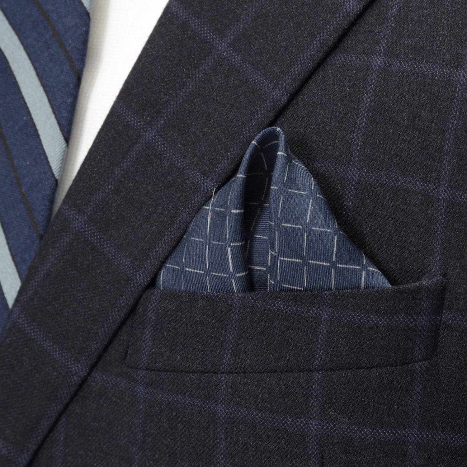 Navy Diamond Pocket Square by Cufflinks.com