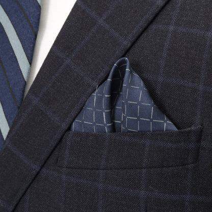 Navy Diamond Pocket Square by Cufflinks.com