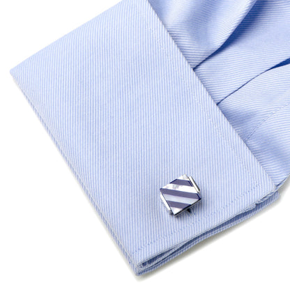 Mother of Pearl Floating and Diamond 5-Stud Set by Cufflinks.com