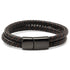 Black and Brown Braided Leather Bracelet with Gunmetal Stainless Steel Magnetic Clasp by Cufflinks.com