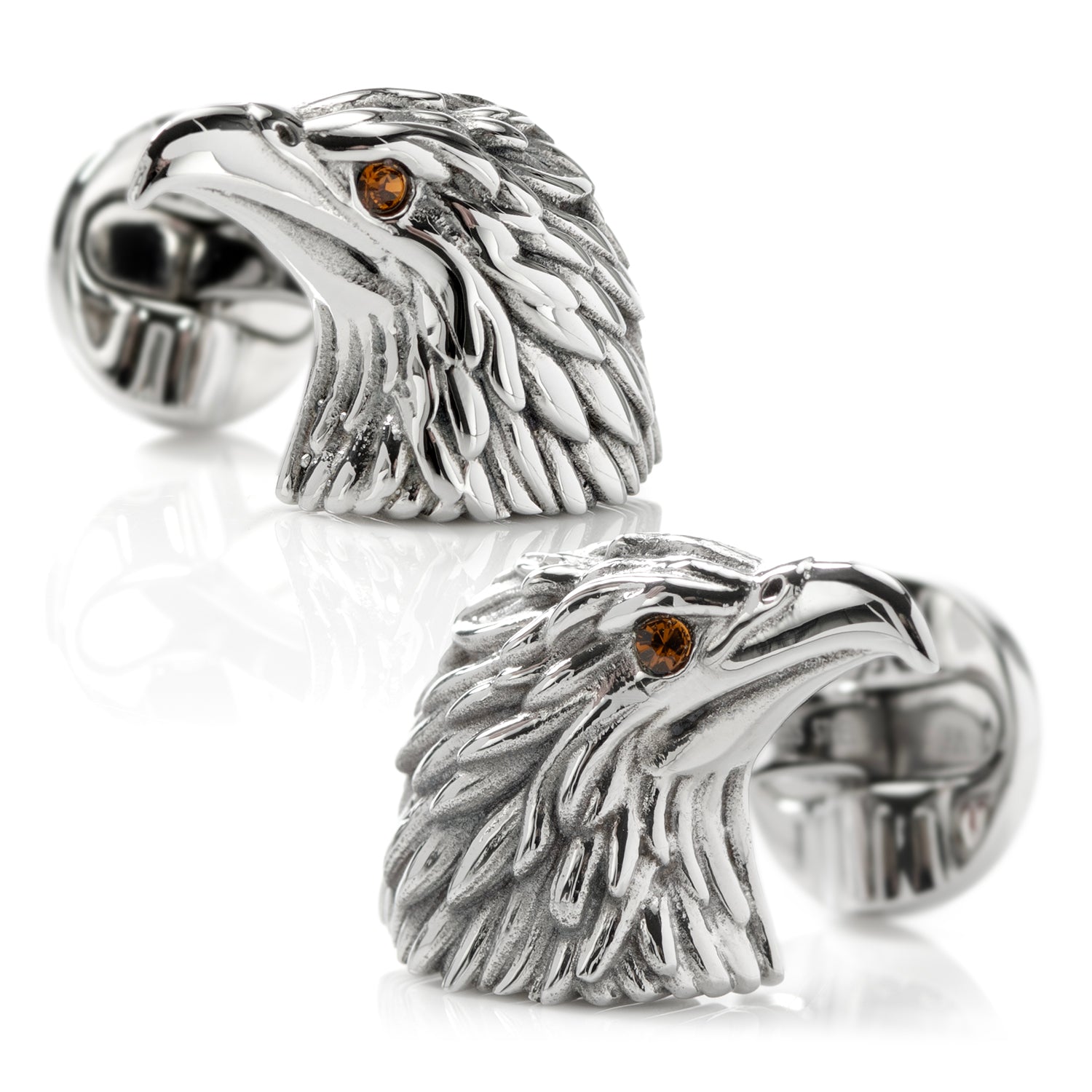 Stainless Steel Eagle Head Cufflinks by Cufflinks.com