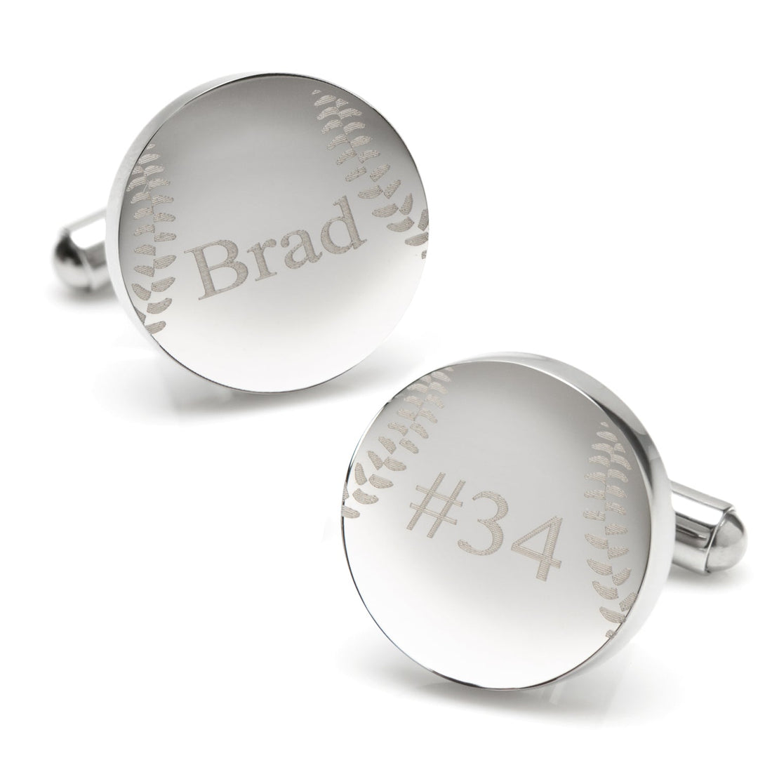 Stainless Steel Engravable Baseball Cufflinks by Cufflinks.com