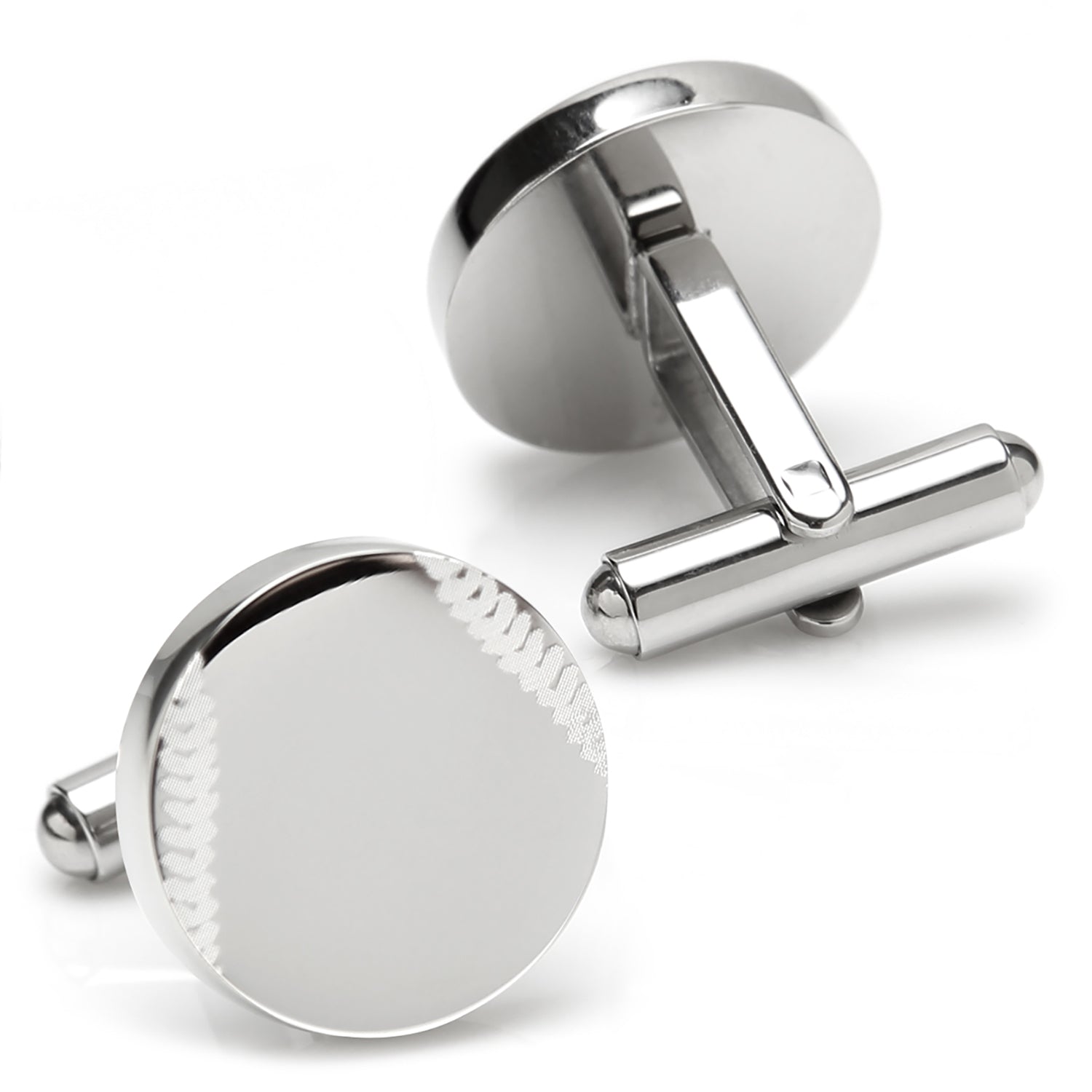 Stainless Steel Engravable Baseball Cufflinks by Cufflinks.com