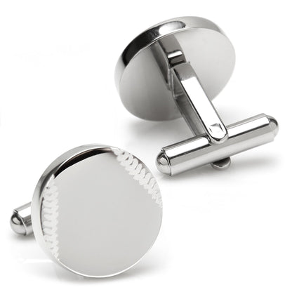 Stainless Steel Engravable Baseball Cufflinks by Cufflinks.com