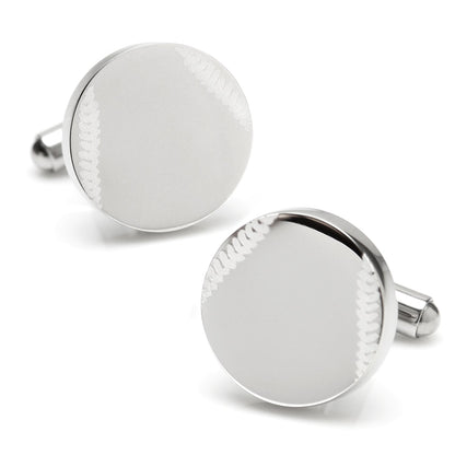 Stainless Steel Engravable Baseball Cufflinks by Cufflinks.com