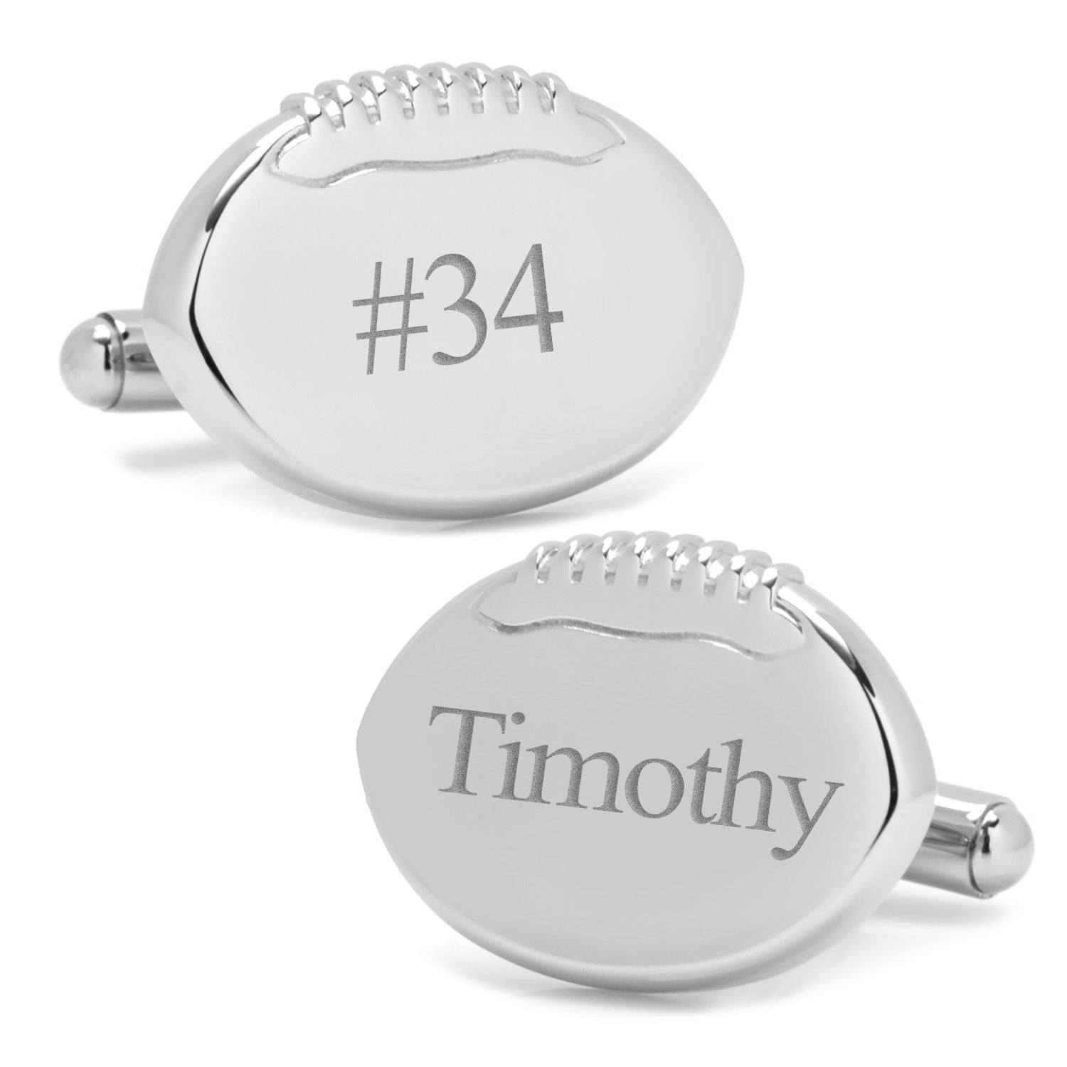 Stainless Steel Engravable Football Cufflinks by Cufflinks.com