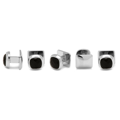 Faceted Onyx Cushion 5-Studs by Cufflinks.com