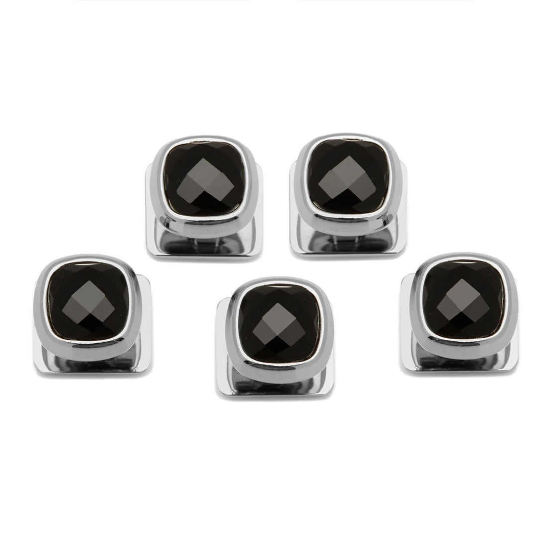 Faceted Onyx Cushion 5-Studs by Cufflinks.com