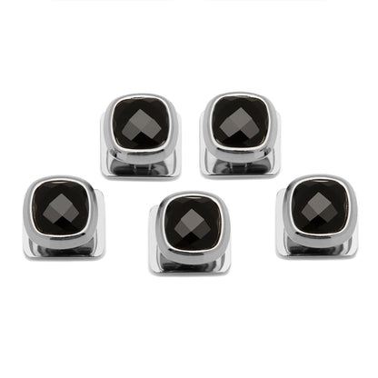 Faceted Onyx Cushion 5-Studs by Cufflinks.com
