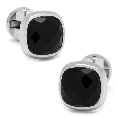 Faceted Onyx Cushion Cufflinks by Cufflinks.com