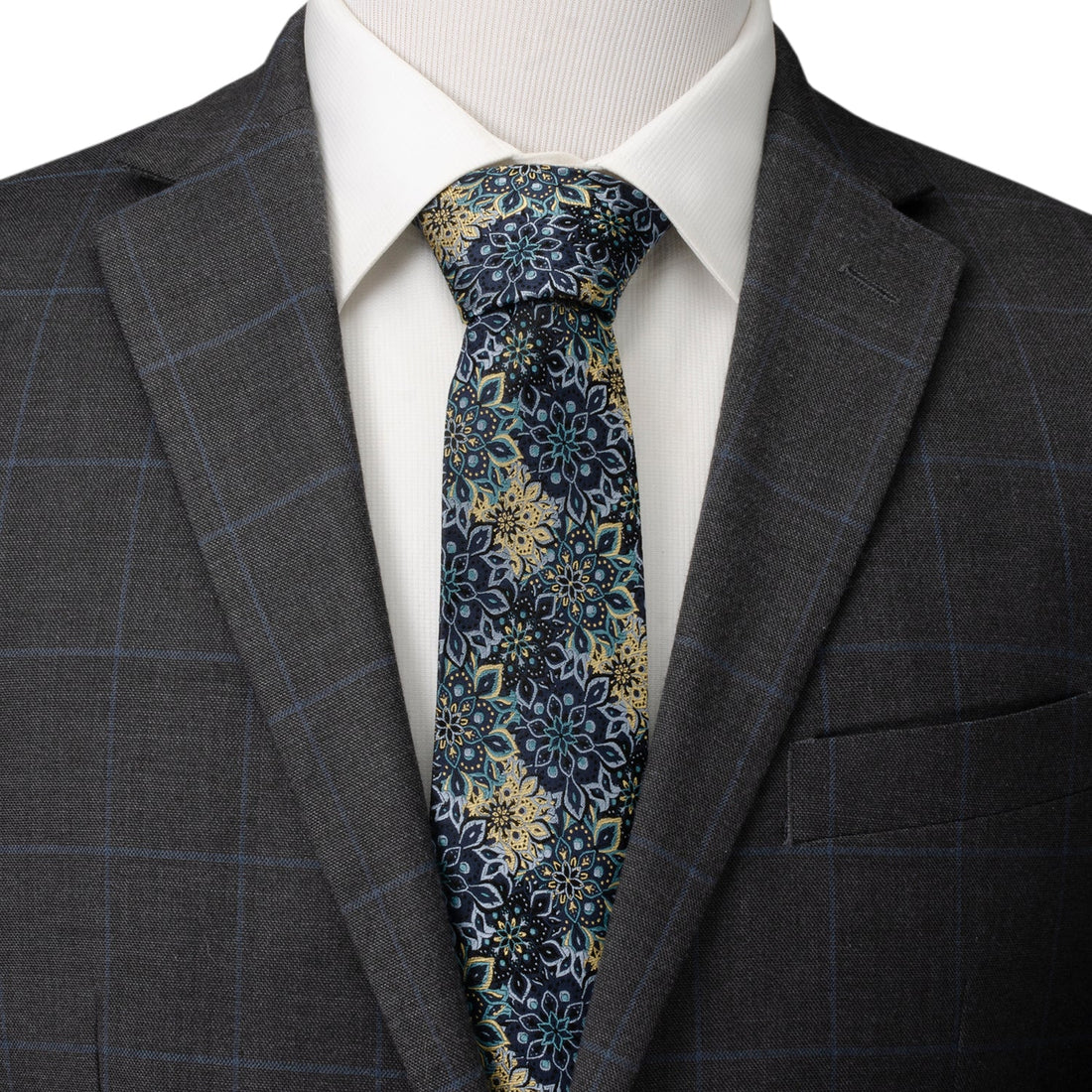 Kaleido Floral Navy Tan Accented Men&