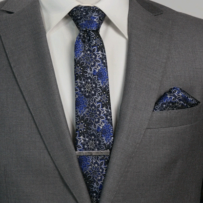 Navy Floral Pocket Square by Cufflinks.com