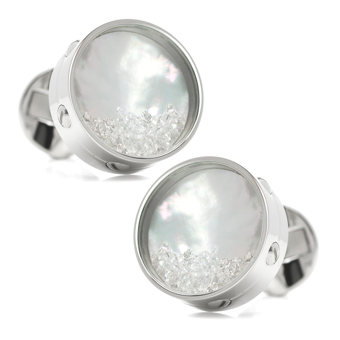 Mother of Pearl Floating Crystals Cufflinks by Cufflinks.com