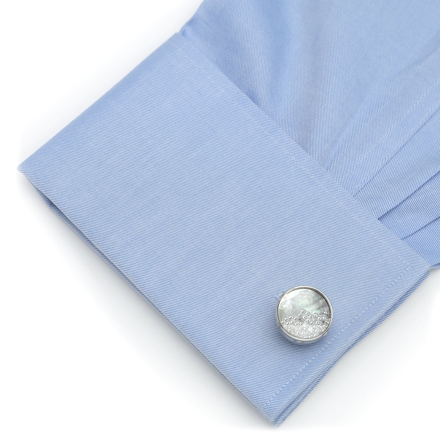 Mother of Pearl Floating Crystals Cufflinks by Cufflinks.com