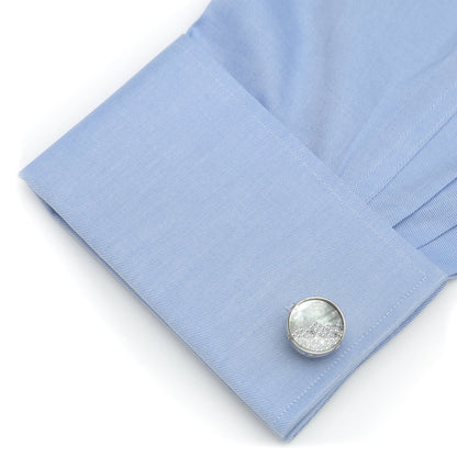Mother of Pearl Floating Crystals Cufflinks by Cufflinks.com