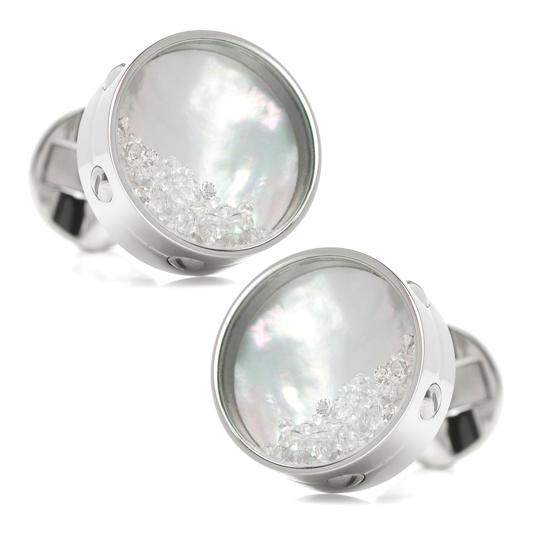 Mother of Pearl Floating Crystals Cufflinks by Cufflinks.com