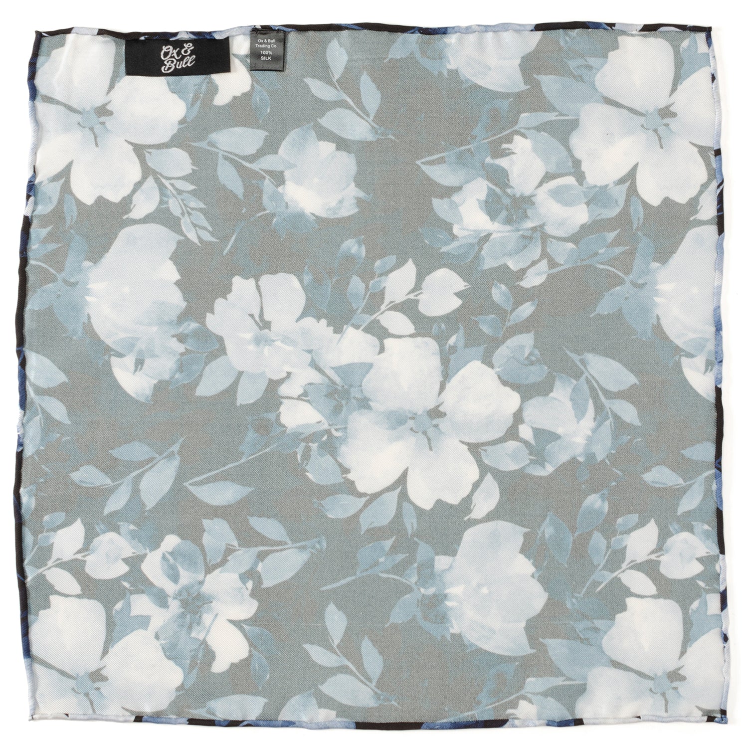Painted Floral Black Pocket Square by Cufflinks.com