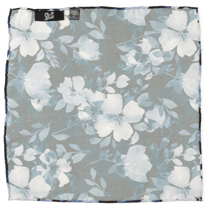 Painted Floral Black Pocket Square by Cufflinks.com