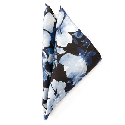 Painted Floral Black Pocket Square by Cufflinks.com