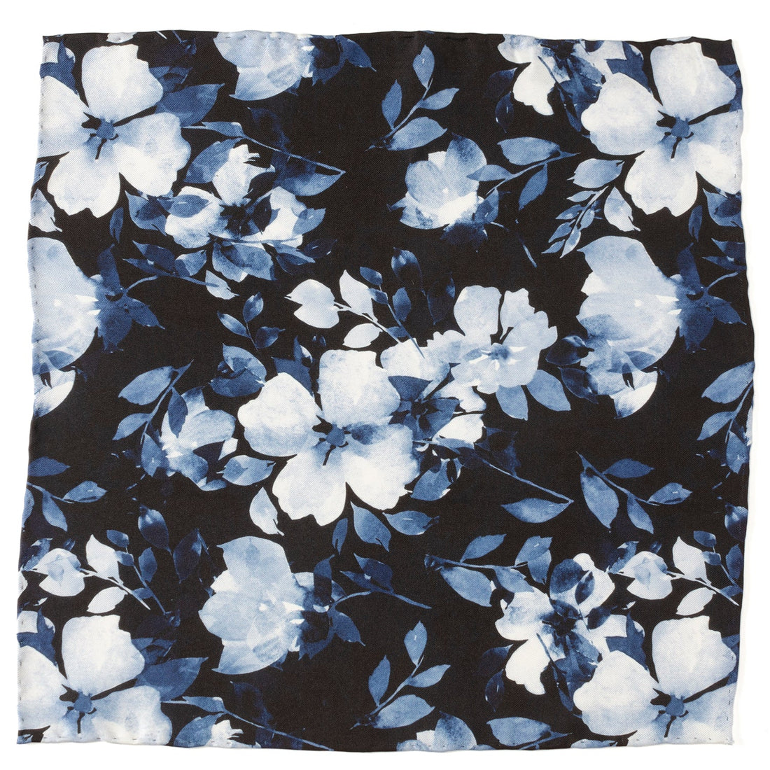 Painted Floral Black Pocket Square by Cufflinks.com