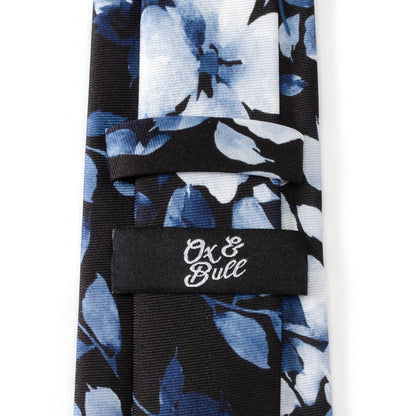 Painted Floral Black Silk Men&