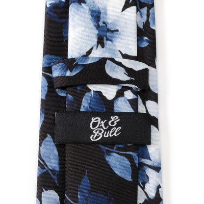 Painted Floral Blue Necktie and Pocket Square Gift Set by Cufflinks.com