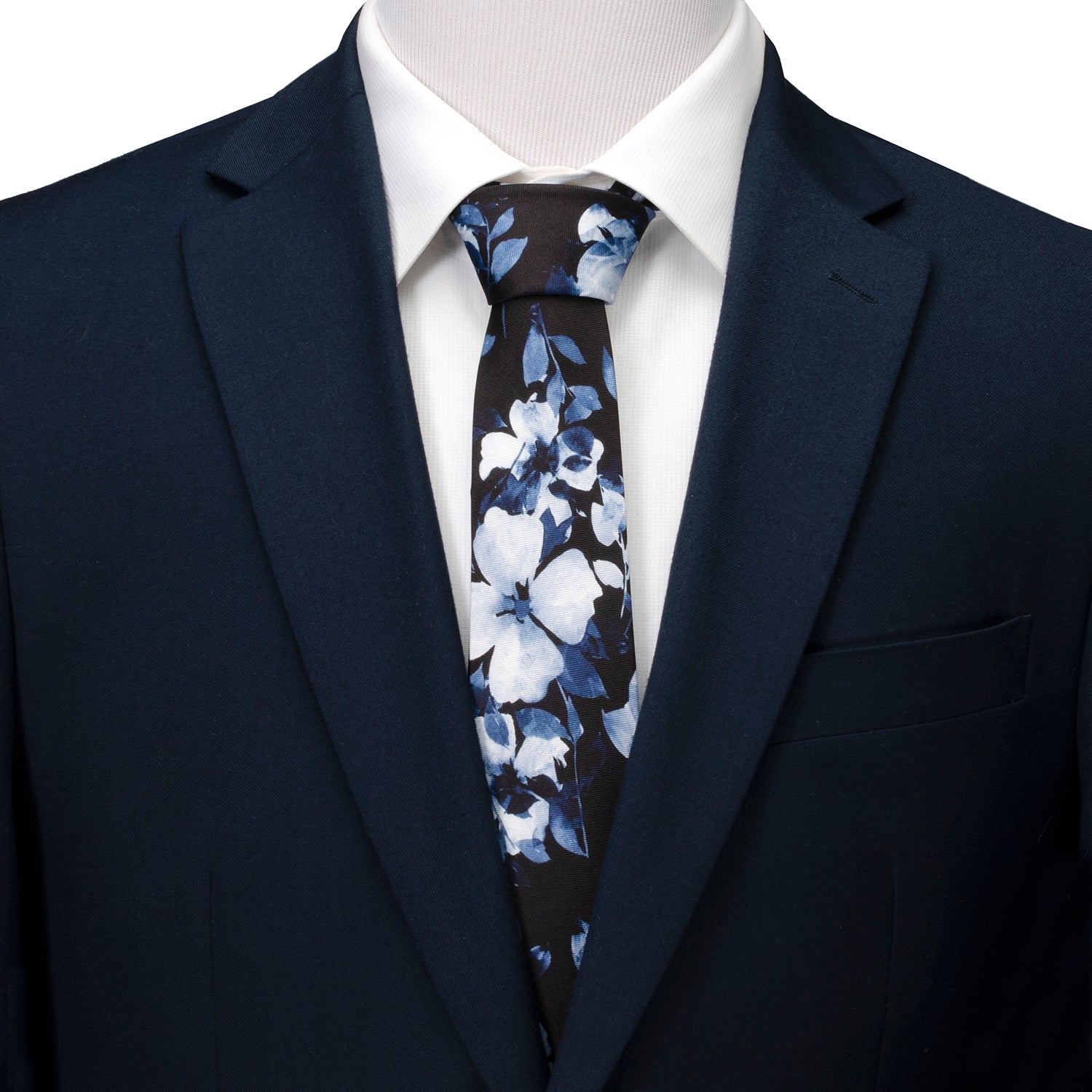 Painted Floral Blue Necktie and Pocket Square Gift Set by Cufflinks.com