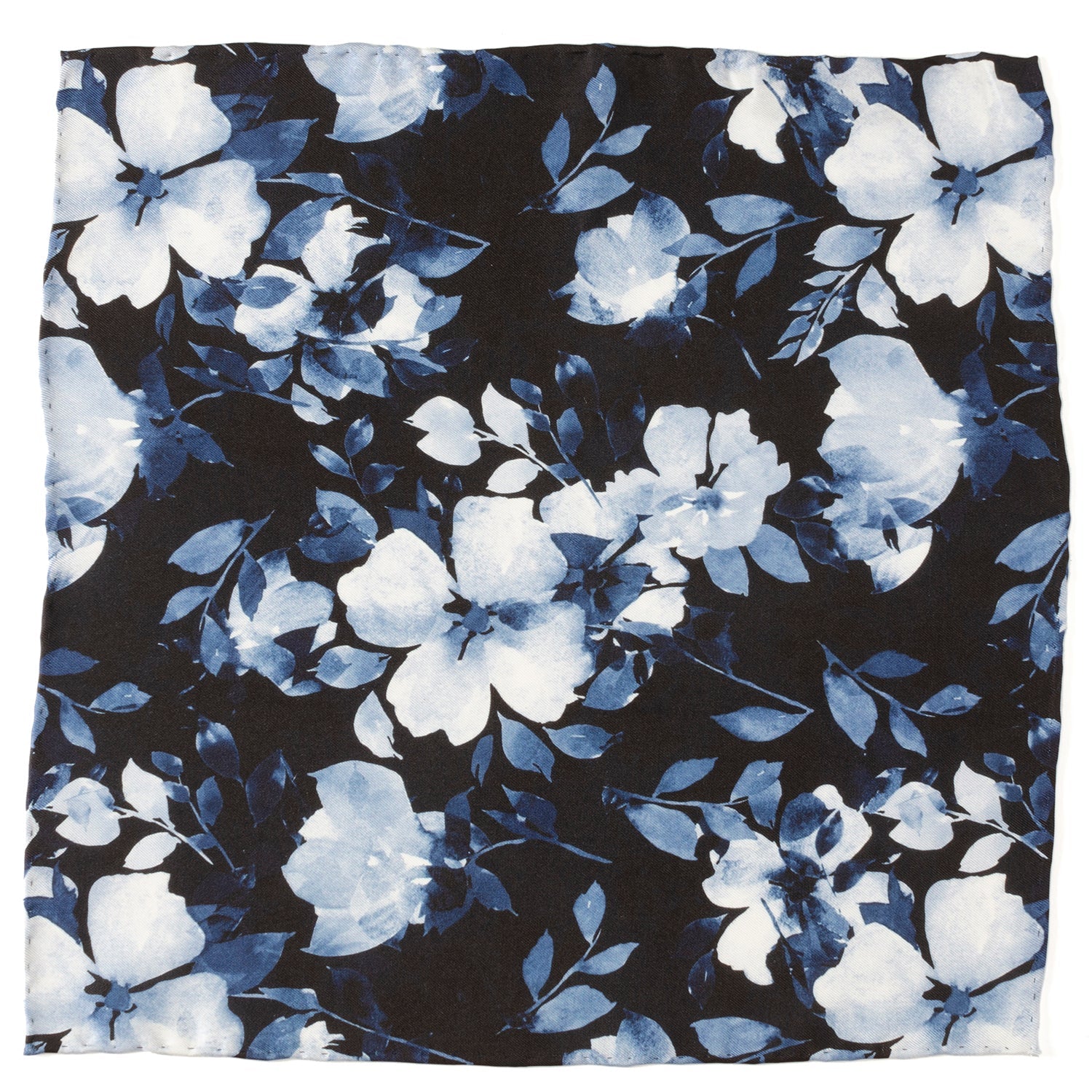 Painted Floral Blue Necktie and Pocket Square Gift Set by Cufflinks.com