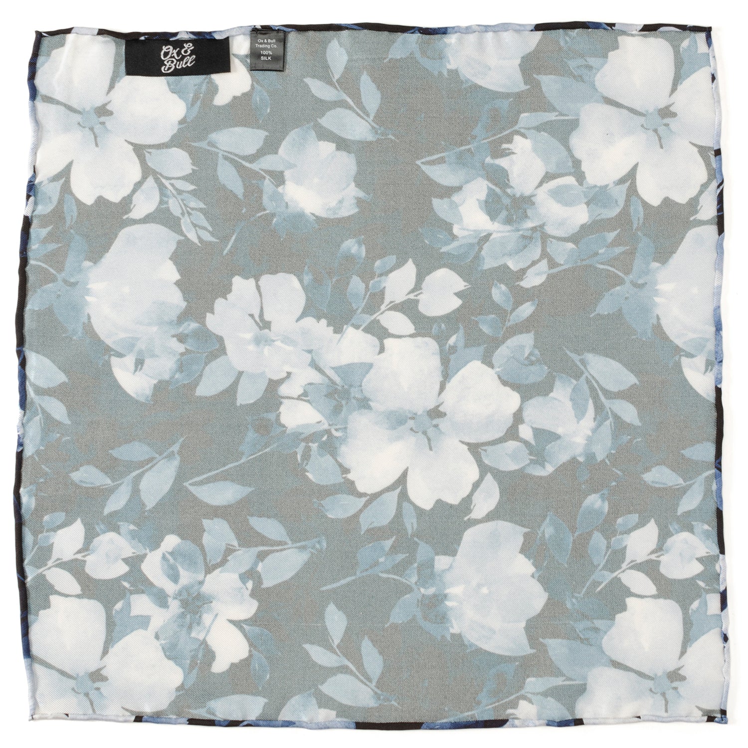 Painted Floral Blue Necktie and Pocket Square Gift Set by Cufflinks.com