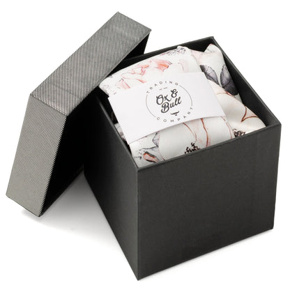 Painted Floral Gray Necktie and Pocket Square Gift Set by Cufflinks.com