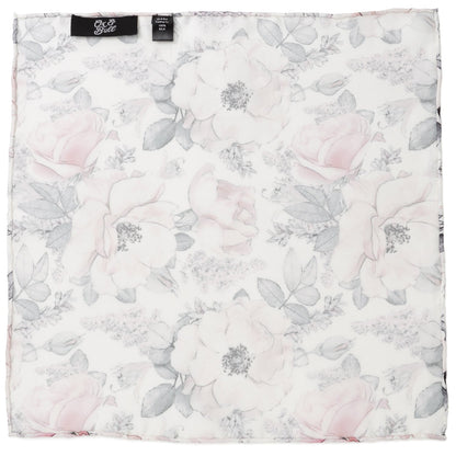 Painted Floral Gray Necktie and Pocket Square Gift Set