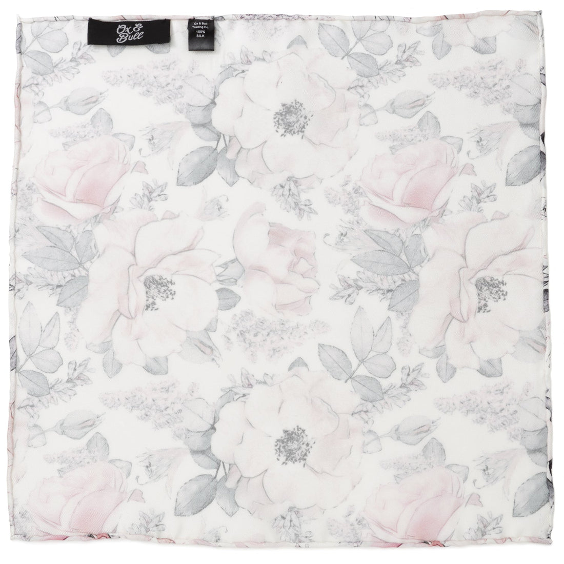 Painted Floral Gray Pocket Square by Cufflinks.com