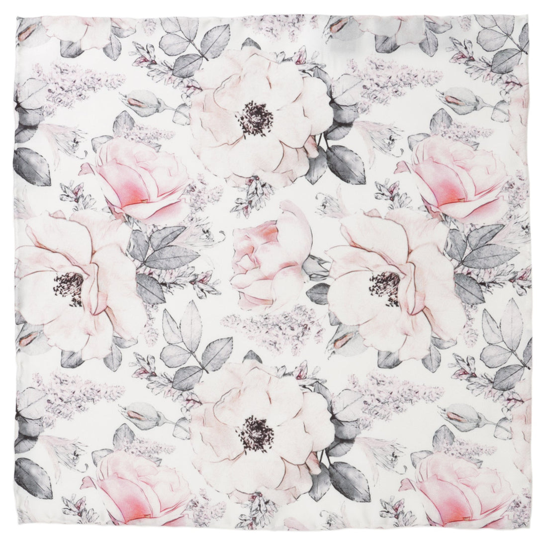 Painted Floral Gray Pocket Square by Cufflinks.com