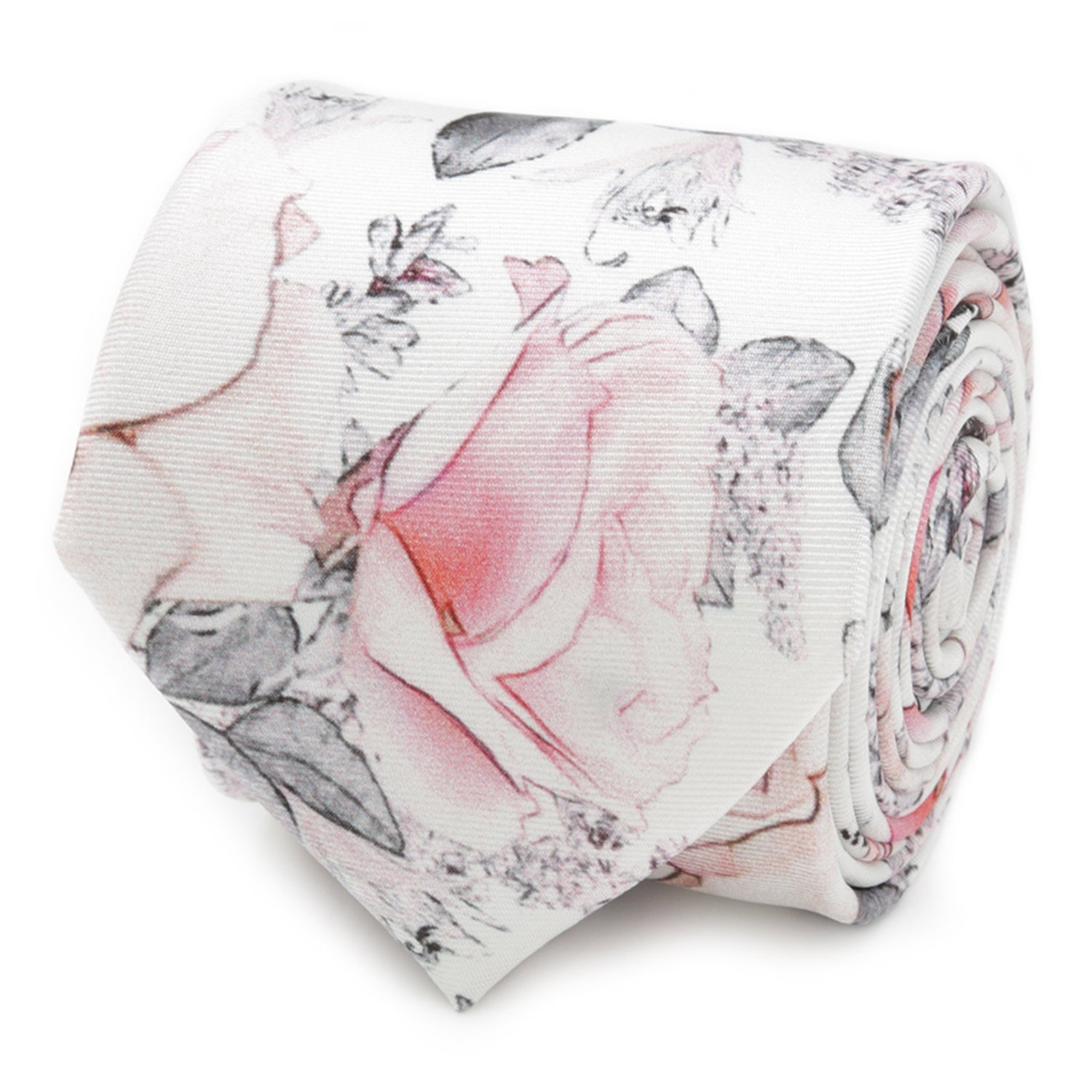 Painted Floral Gray Silk Men&