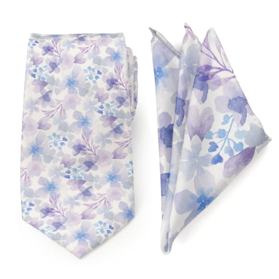 Watercolor Lavender Tie and Pocket Square Gift Set 