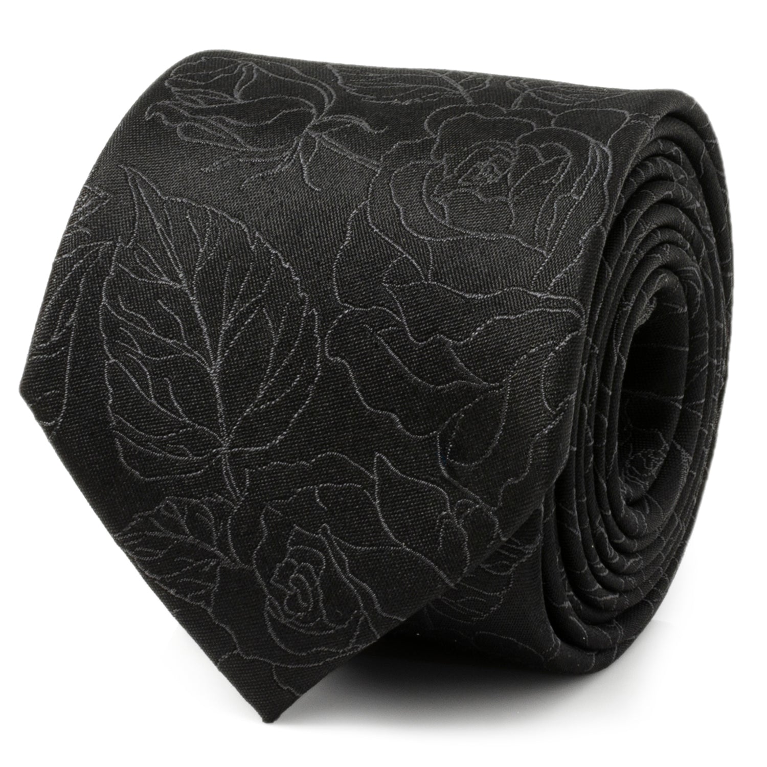 Black Floral Tie and Pocket Square Gift Set by Cufflinks.com