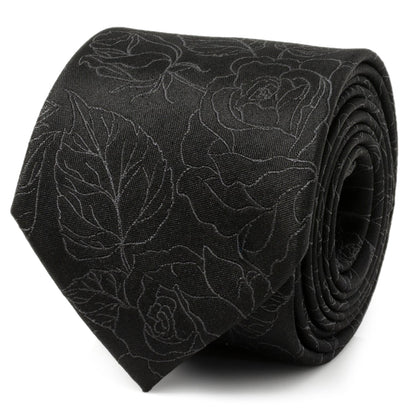 Black Floral Tie and Pocket Square Gift Set by Cufflinks.com