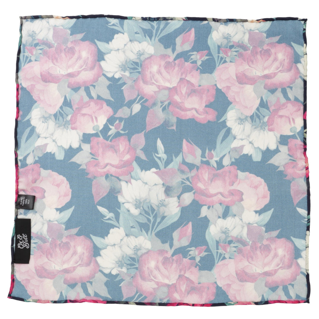 Painted Floral Navy Pocket Square by Cufflinks.com