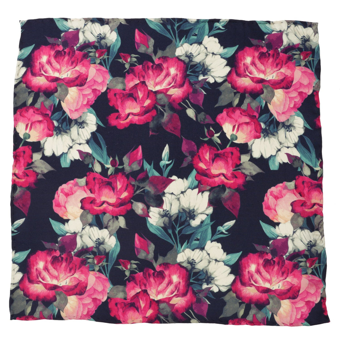 Painted Floral Navy Pocket Square by Cufflinks.com