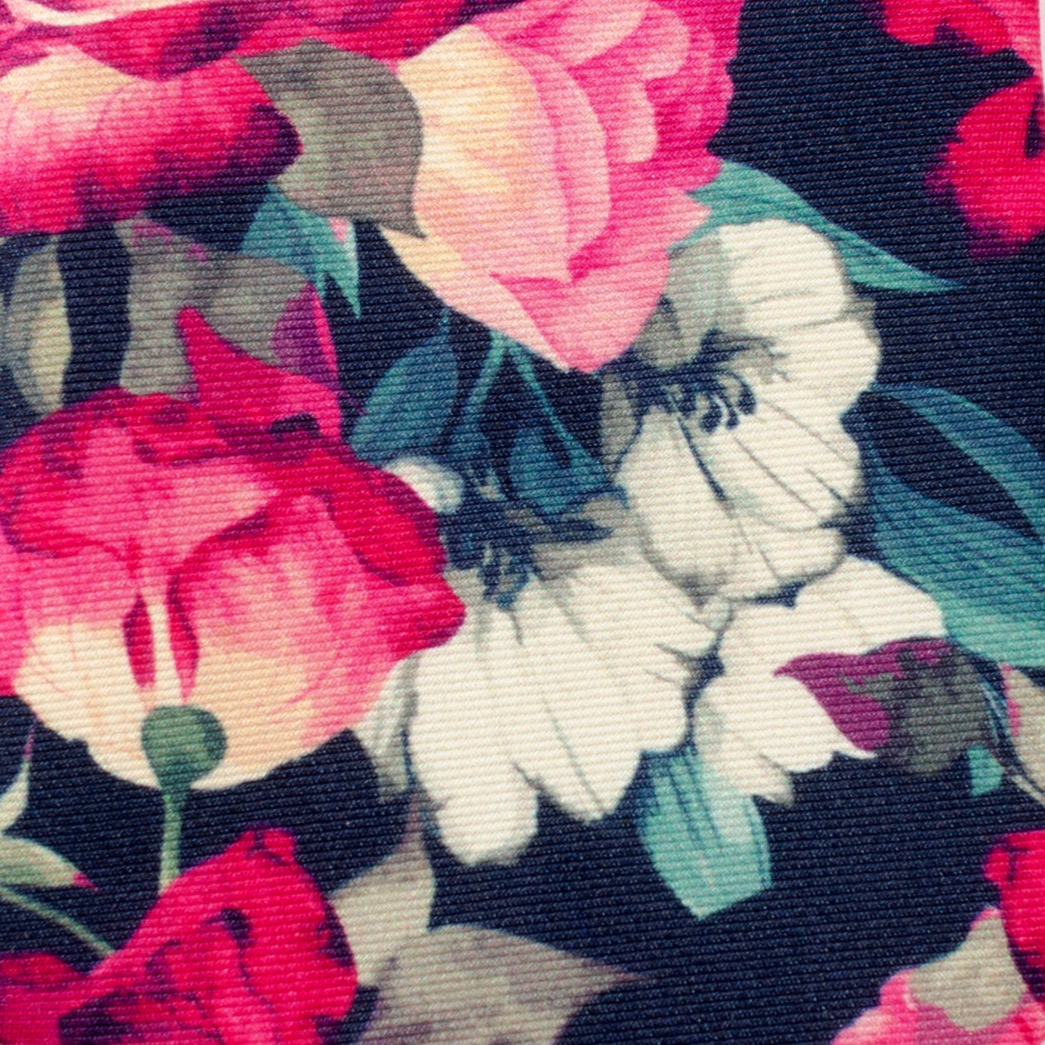 Painted Floral Navy Silk Men&