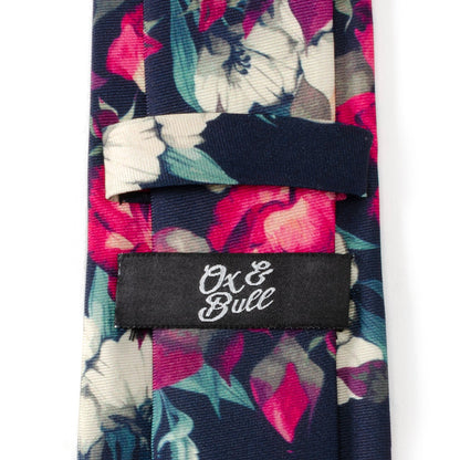 Painted Floral Navy Silk Men&