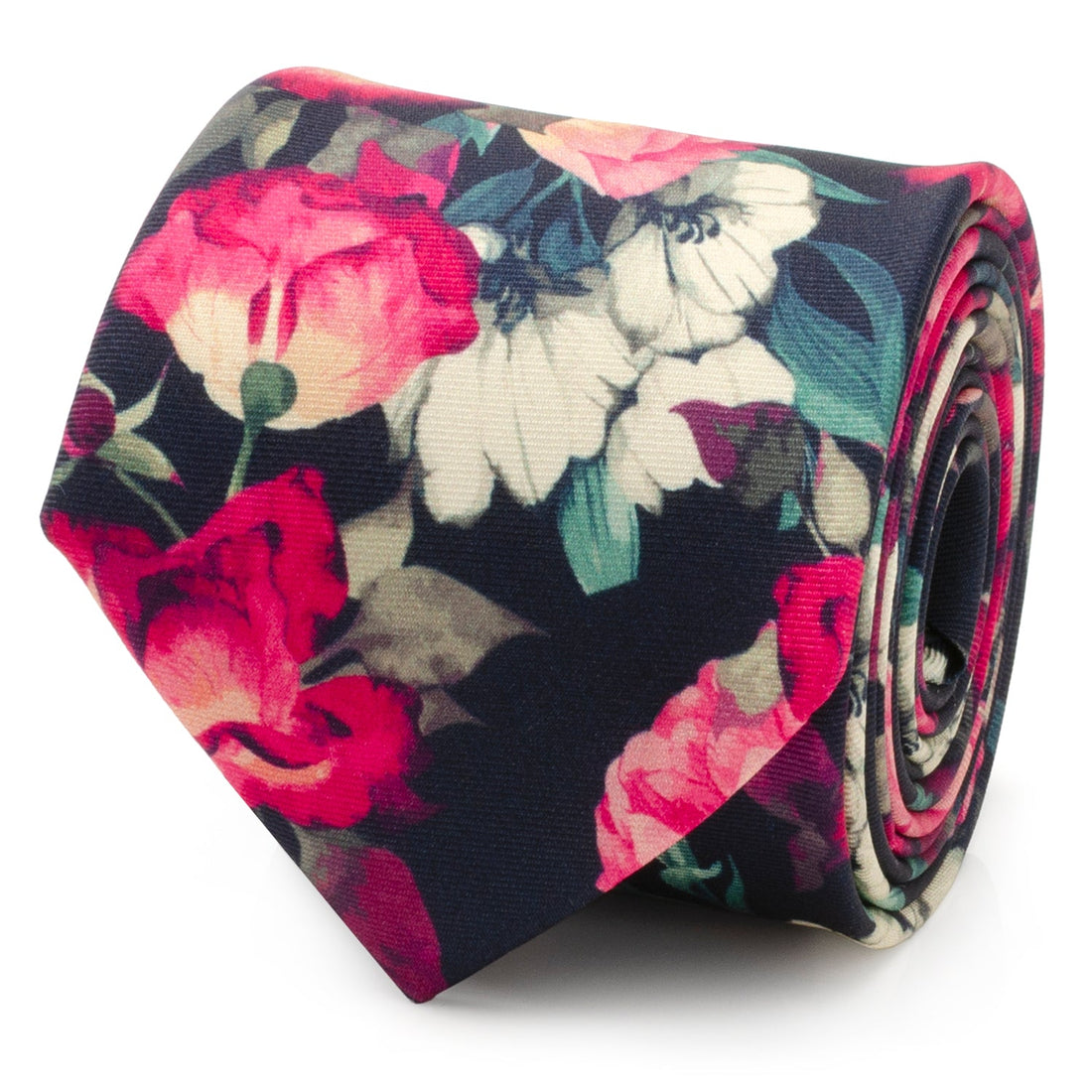 Painted Floral Navy Silk Men&