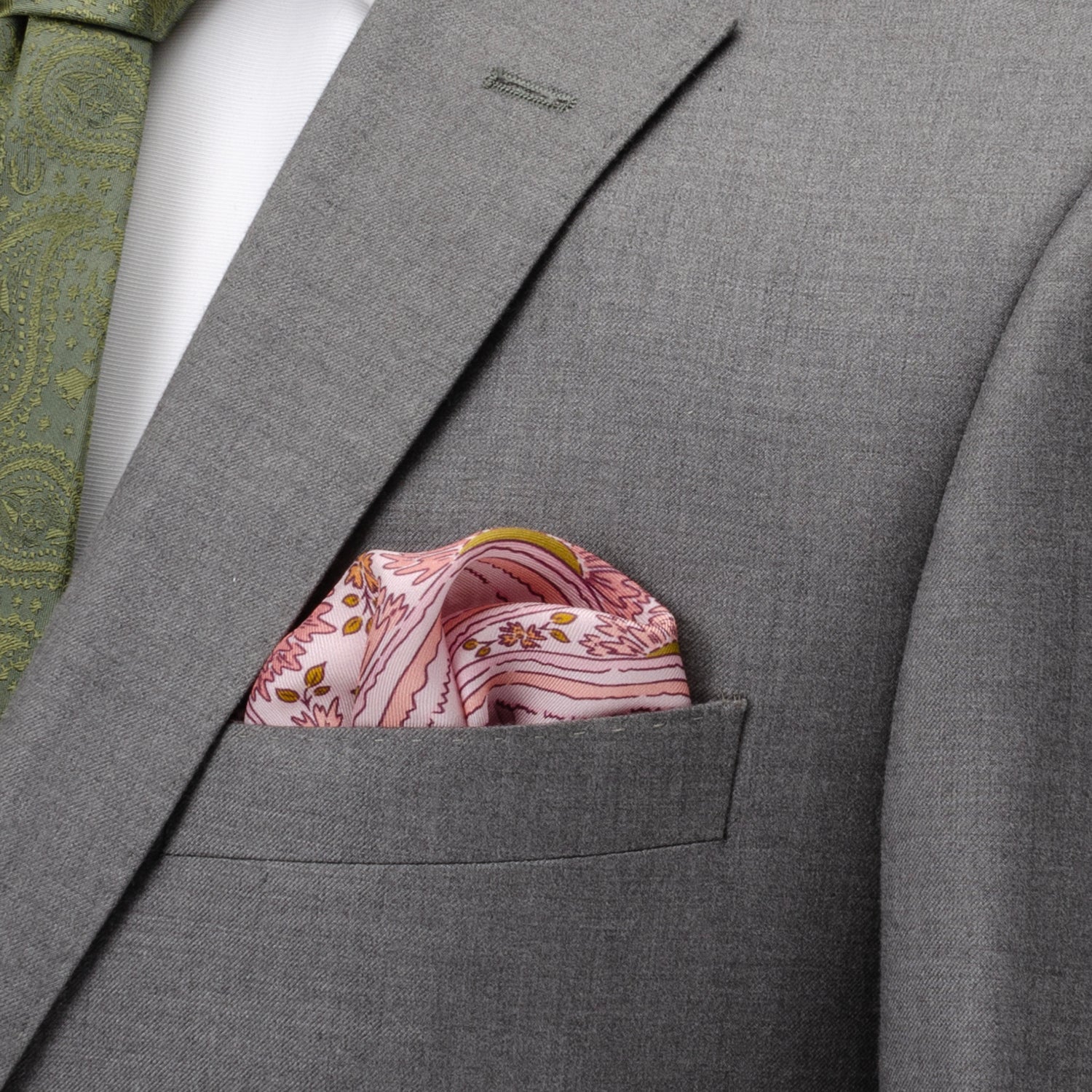 Floral Blush Paisley Pocket Square by Cufflinks.com