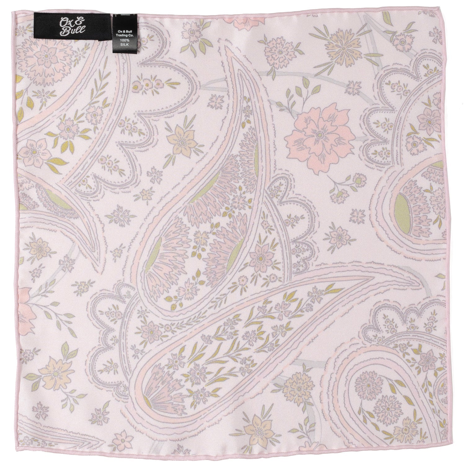 Floral Blush Paisley Pocket Square by Cufflinks.com