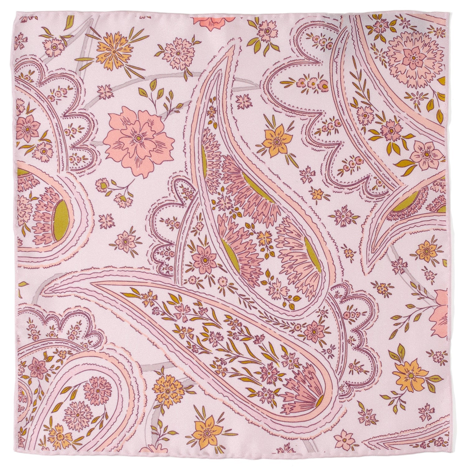 Floral Blush Paisley Pocket Square by Cufflinks.com