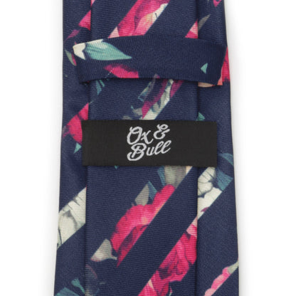 Painted Floral Navy Stripe Silk Men&