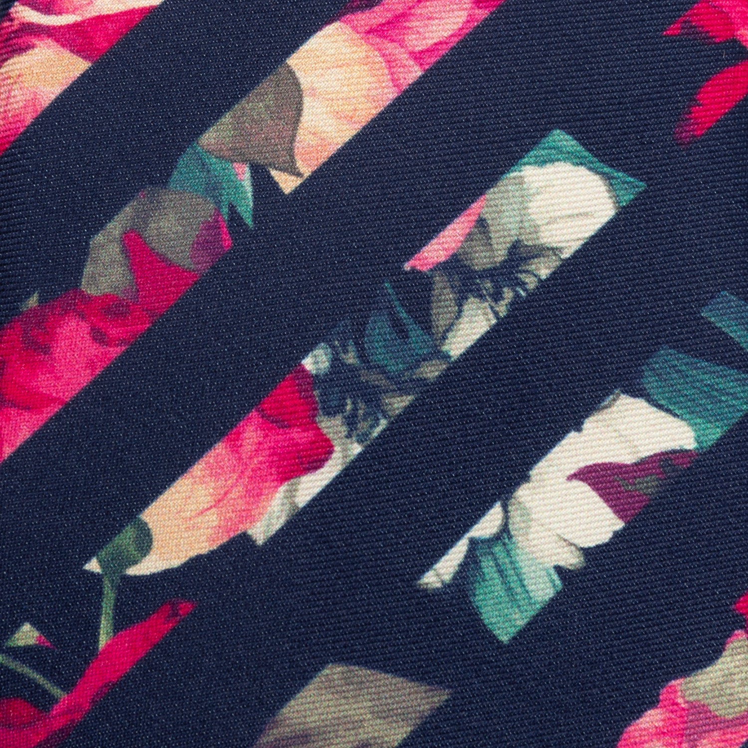 Painted Floral Navy Stripe Silk Men&